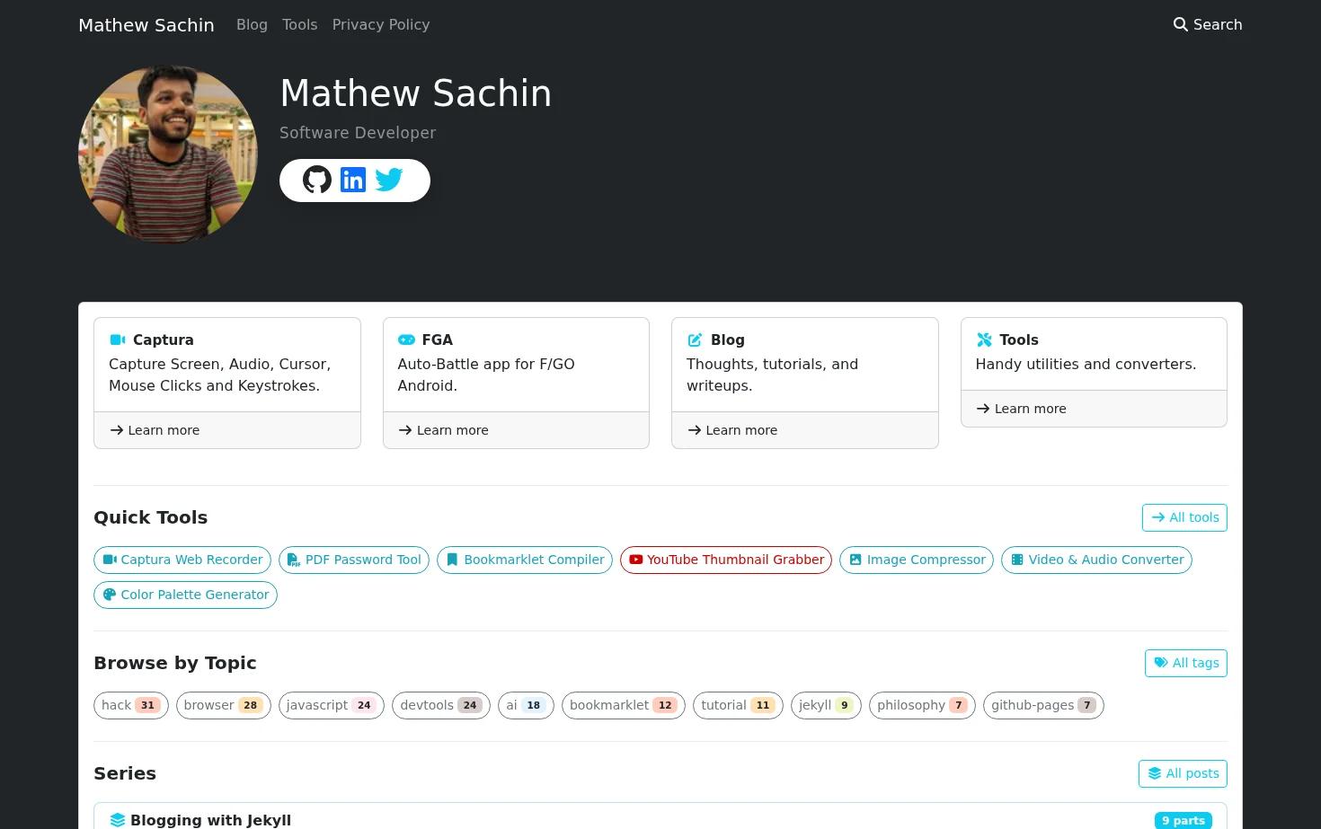 Mathew Sachin 页面快照